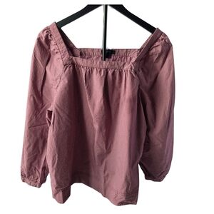 J. Crew Top Red Gingham Shirt Penny Top Pink Cotton Size L Romantic Valentine